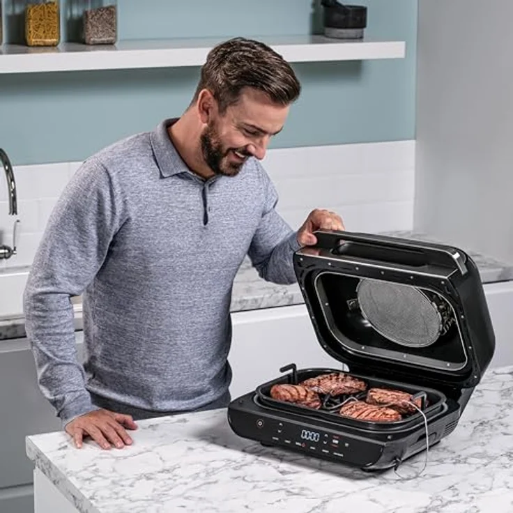 Ninja MAX AG551EU Heißluftfritteuse und Grill Foodi , ohne Öl, 2460 Watt, 3.8 Liter Fassungsvermögen, Kunststoff, silber schwarz – Bild 4