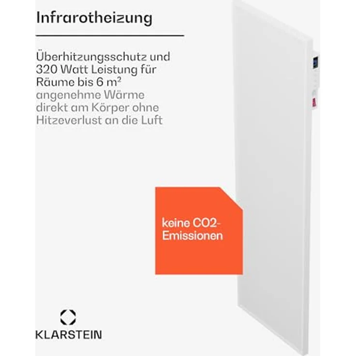 Klarstein Infrarotheizung mit Thermostat, 320W Elektroheizung, Smart Home Infrarotheizung zur Wandmontage, IR mit App-Steuerung & Erkennung Offener Fenster, Effizienter Feuchtraum Heizkörper CO2-Frei – Bild 3