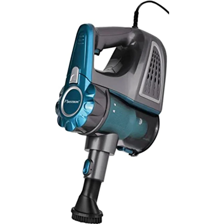 Bestron Beutelloser Handstaubsauger mit Stab, Aktionsradius: 6,5 m, Kapazität: 0,6 l, 600 Watt, Rot-Grau – Bild 7