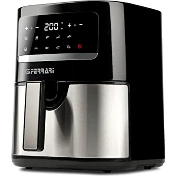WeGeek G3 Ferrari G10175 Luftfritteuse "Fritteuse 4,5", 1500 Watt, 4,5 Liter, 10 Programme, Schwarz/Stahl