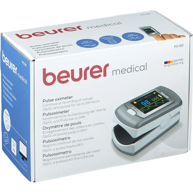 Beurer Po80 Pulsoximeter, zur Bestimmung der Sauerstoffsättigung und Herzfrequenz – Bild 1