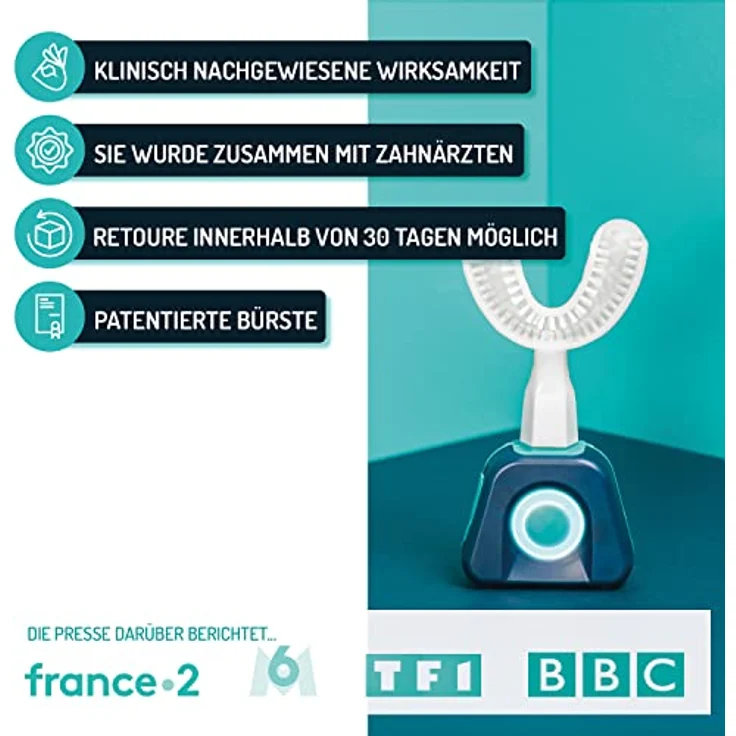 Y-Brush - Elektrische Zahnbürste – Y-Bürste – 3 Monate Laufzeit – Kinder NylonStart Pack (4-12 Jahre) - Zahnpasta-Spender Blauwal-Applikator – Bild 4