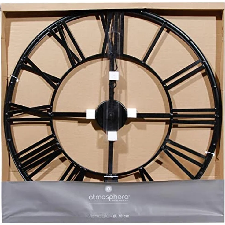Atmosphera Große Wanduhr aus Metall im Vintagestil - Durchmesser 70 cm - Farbe SCHWARZ – Bild 2