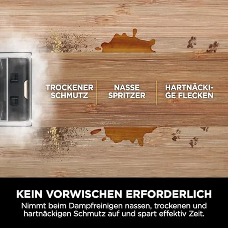 Shark SteamPickUp 3-in-1-Dampfreiniger, chemiefrei, reinigt nassen & trockenen Schmutz, 420ml Fassungsvermögen, Extra-Bürstenrolle, Weiß – Bild 4