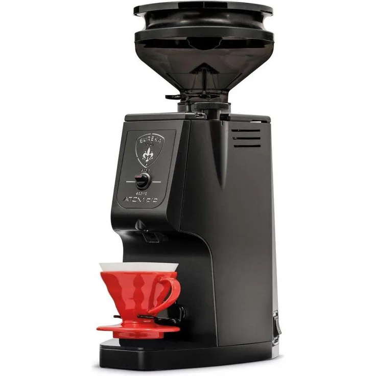 Eureka Atom Pro 75, Kaffeemühle mit 75 mm Hochgeschwindigkeits-Edelstahl-Scheibenschleifer, Geräuschreduzierung und mikrometrischer Mahlgradeinstellung, Schwarz