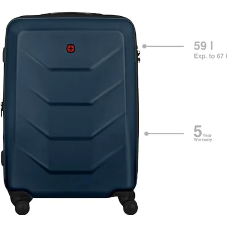 WENGER Prymo Medium Hartschalenkoffer, Trolley mit 4 Rollen, 59 (67) l, erweiterbar, Sicherheitsschloss, blau, 653633 – Bild 3