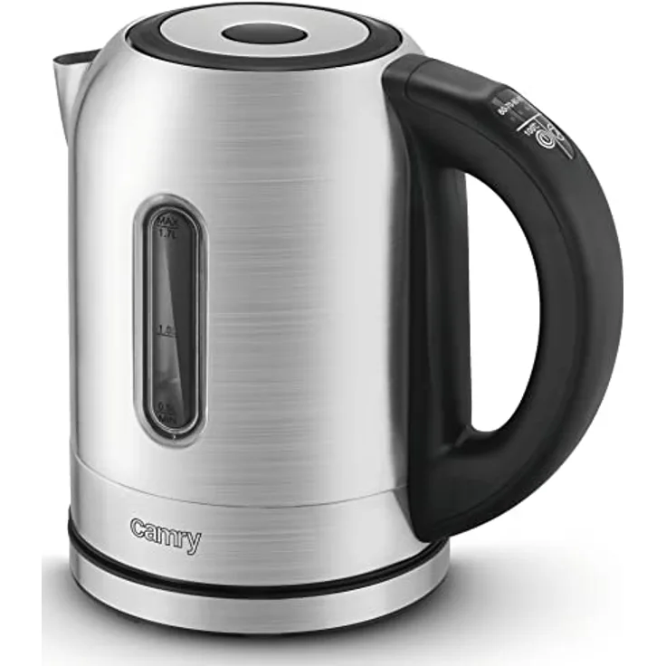 JUNG CAMRY CR1253 Wasserkocher mit Temperatureinstellung (60-90°C) LCD Dispaly Digital, 2200W, Edelstahl Kocher, 1,7 Liter 360° Basis, BPA- Frei