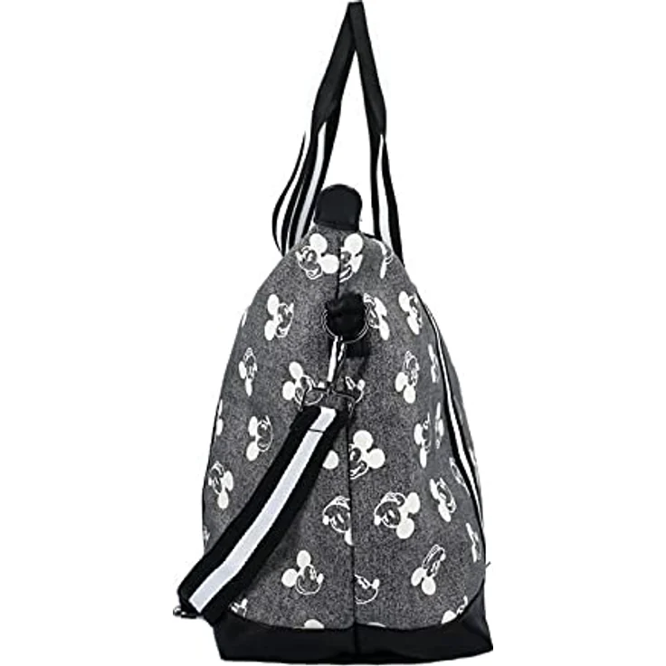Disney Mickey Mouse Shopper Einkaufstasche, graue Baumwoll-Polyester-Tasche mit 35,64 L Volumen und abnehmbarem Schultergurt – Bild 3