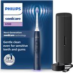 Philips Sonicare Elektrische Zahnbürste Series 6100, S2 Sensitive Bürstenkopf, 2 Putzeinstellungen, 3 Intensitätsstufen, mit Andruckkontrolle und BrushSync Technologie