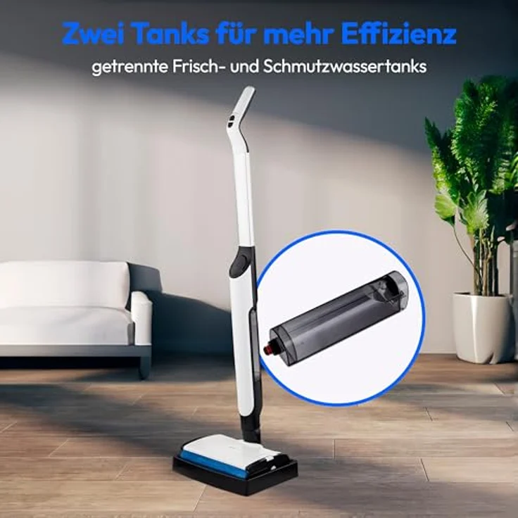 MEDION H09 Bodenwischer elektrisch, kabelloser Wischmopp mit 45 Min. Akkulaufzeit, getrennte Frisch- und Schmutzwassertanks, motorisierte Bürstenrolle für Hartböden – Bild 3