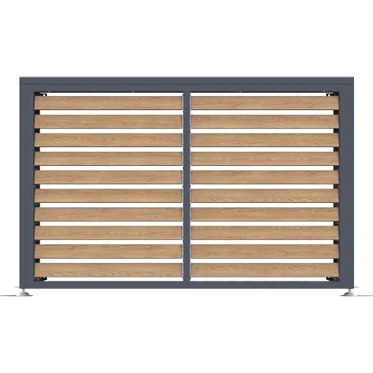 WESTMANN Boxa M, Wärmepumpen Verkleidung & Klimaanlagen Abdeckung aus Stahl in Holzoptik Anthrazit, Höhenverstellbar, 140x56x97 cm – Bild 2