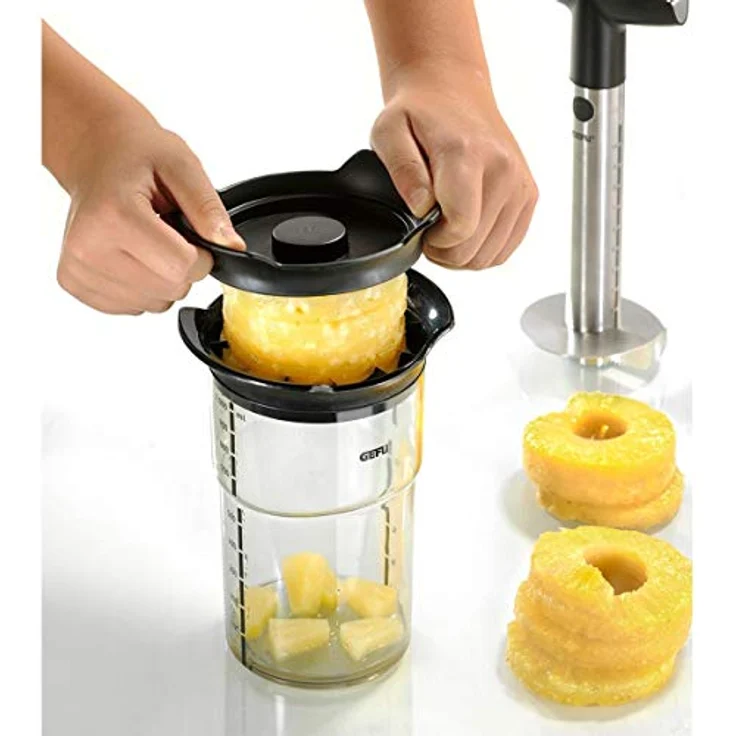 GEFU 13550 Ananasschneider Professional Plus - Messer und Schäler Set für Ananas - Edelstahl Schneider mit Behälter – Bild 5