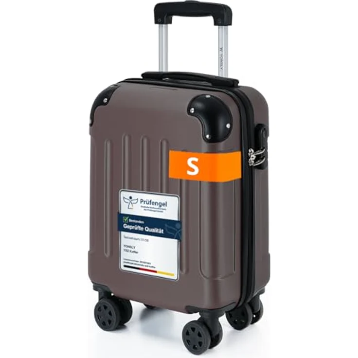 YONSLY Gepäck Suitcase Reisekoffer, Hartschalenreisekoffer mit 360° Lenkrollen, Zahlenschloss, mehrstufiger Teleskopgriff (S, Braun) – Bild 1