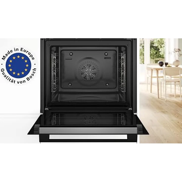 Bosch HBA272BB3 Serie 4 Einbau-Backofen 60 x 60 cm Schwarz mit Pyrolyse-Selbstreinigung LED Touch Control 3D-Heißluft 10 Automatikprogramme – Bild 2