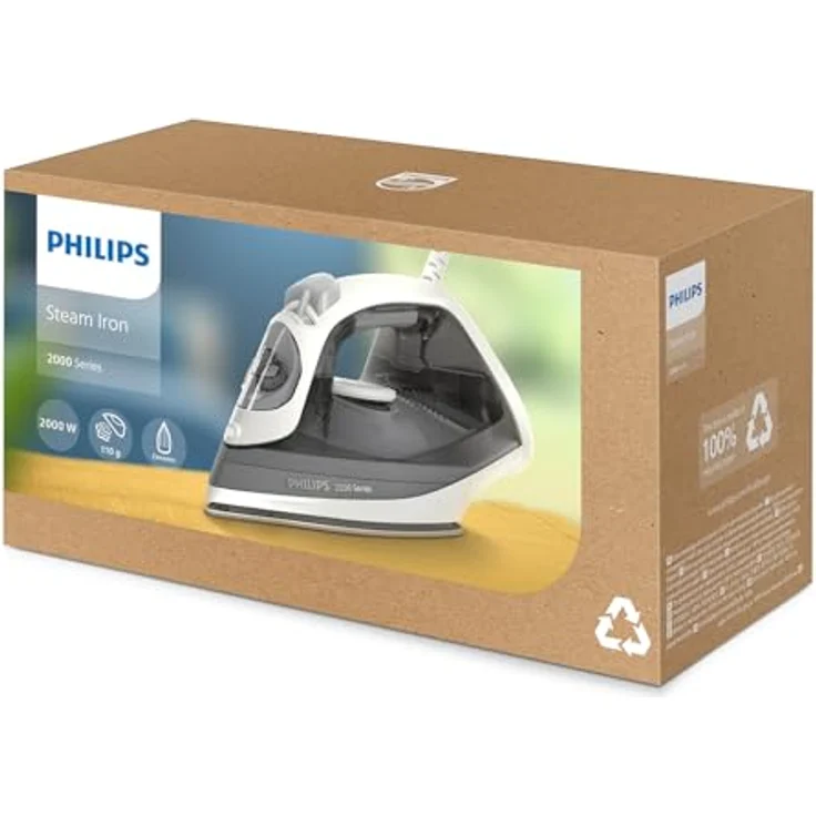 Philips 2000-Serie Dampfbügeleisen - Bis zu 25 g/min Dauerdampf. 2000W. 250 ml Wassertank. Schnelle Entknitterung. 4 Dampfstufen. Keramiksohle. Leichtes Gewicht für Leichtes Bügeln. Grau (DST2020/80) – Bild 4