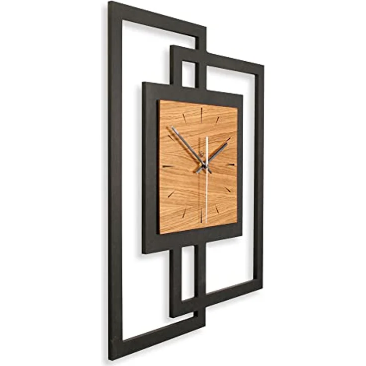 Kreative Feder Designer-WANDUHR aus Holz Größe ca.46,5x59 cm schwarz-braun - Designeruhr mit flüsterleisem Uhrwerk (leises Funkuhrwerk) – Bild 4