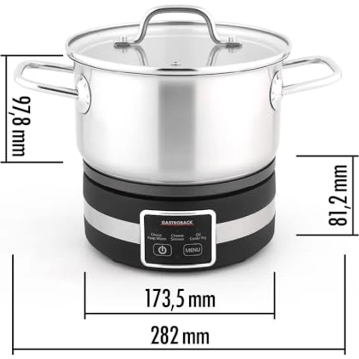 Gastroback 42568 Fondue Multicook 4 in 1, Induktionsgeeignetes Fondue Set für bis zu 8 Personen, Edelstahl, Schwarz – Bild 3