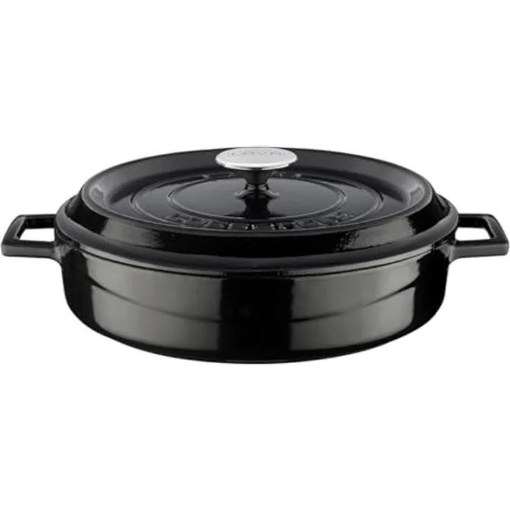 LAVA Signature Mehrzweck-Schmorofen aus emailliertem Gusseisen, 3 1/2 Quart, Obsidian-Schwarz – Bild 1