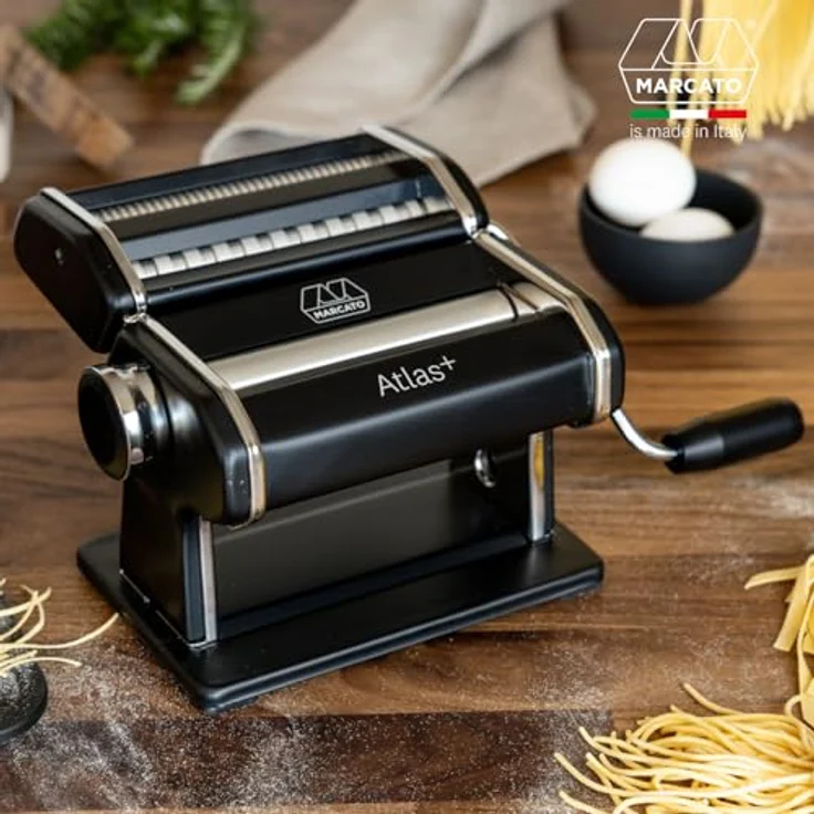 Marcato Atlas+ Nudelmaschine, 4-in-1 Pasta Maker für Lasagne, Fettuccine, Tagliolini und Spaghetti, eloxiertes Aluminium, hergestellt in Italien, kompatibel mit zusätzlichem Zubehör – Bild 2