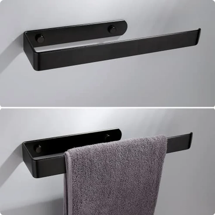 On and Off Prämie Küchenrollenhalter ohne Bohren，Papierrollenhalter aus Aluminium Schwarz, Küchenrollenspender Küchenrollen Halter Aufbewahrung Organisator(31.5CM), Kitchen Roll Holder, L - Preisvergleich – Bild 3
