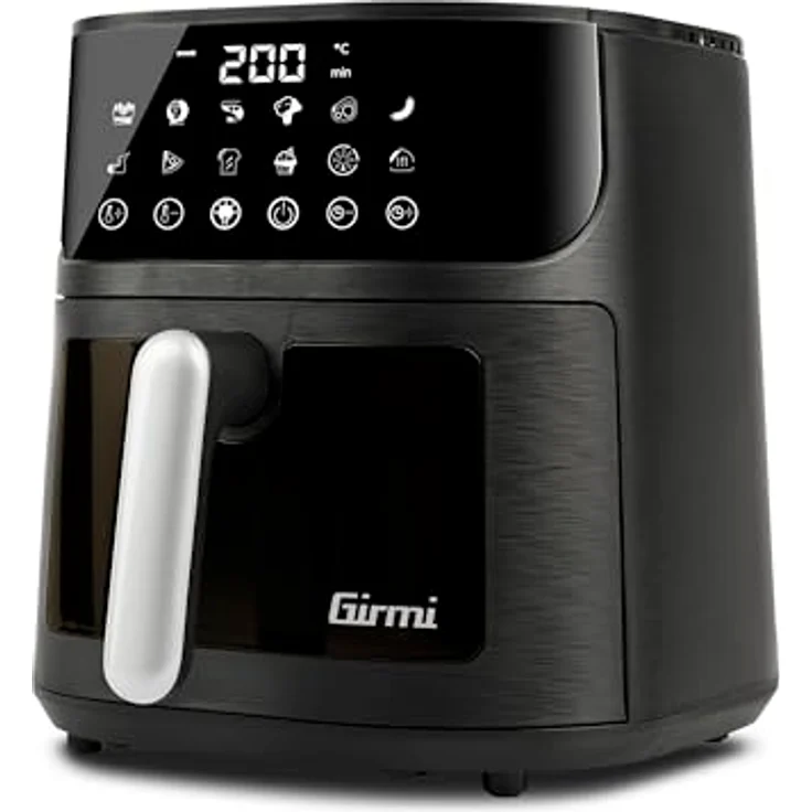 Girmi FG78 Heißluftfritteuse "Ecofrit Black", 6 l, 1500 W, 12 Programme, Digitalanzeige, BPA/PFOA Safe, Innenbeleuchtung, Antihaft-Tablett, Schwarz/Silbergrau – Bild 1