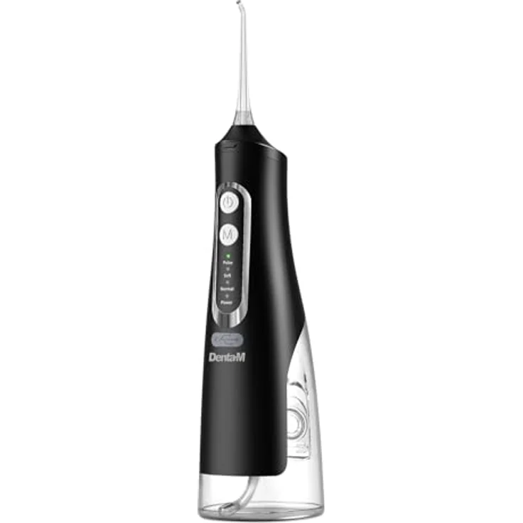 Denta-M DM14 Munddusche, Kabellos mit 4 Modi, 4 Aufsätzen, IPX7 wasserdicht, 310 ml Tankvolumen, Testsieger 2024 – Bild 1