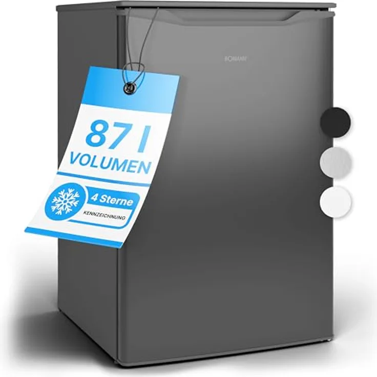 Bomann® Gefrierschrank 87L | Gefrierschrank klein mit Temperaturbereich ≤ -18°C | 3 Schubladen | Tiefkühlschrank mit wechselbarem Türanschlag | Freezer Tiefkühlschrank klein GS 7253 inox