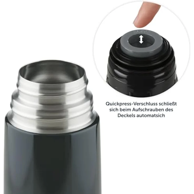 Blumtal® Thermosflasche 700 ml - BPA-freie Edelstahl Isolierflasche mit auslaufsicherem Verschluss und Becher - Schwarz – Bild 2