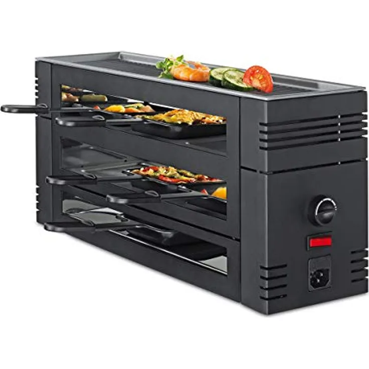 Spring Raclette Spring Pizzaraclette 6 Pers., Raclette-Gerät mit Pizza-Funktion, Aluminium-Guss, 1100W