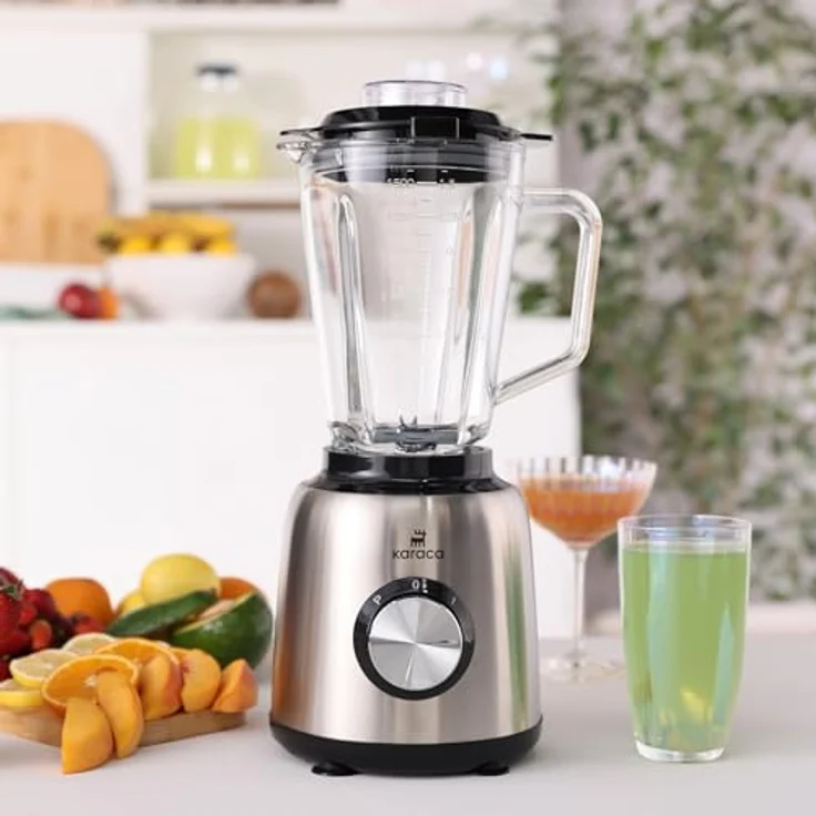 Karaca Inox 1,5 L Glasbehälter Smoothie Blender, Edelstahl-Standmixer mit leistungsstarkem Motor und Edelstahlklingen – Bild 3