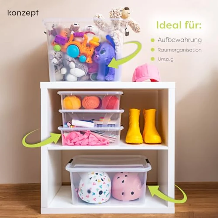 KONZEPT Aufbewahrungsbox 7L mit Deckel, BPA-frei, stabiler Verschluss, stapelbar, transparent – Bild 4