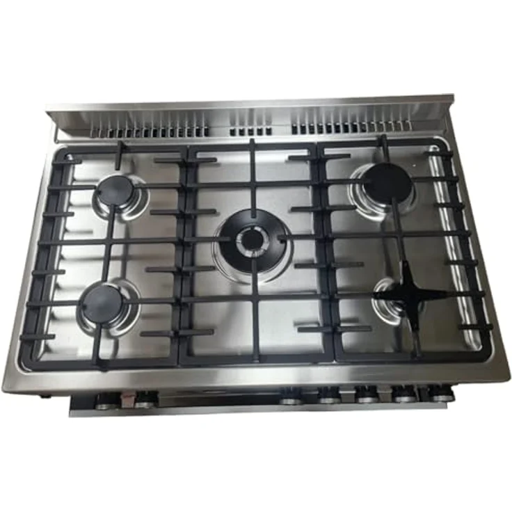 Gasline Gas Standherd 90cm GAG90GOINX Edelstahl Matt, 5 Flammig, Sabaf-Brenner, Gasbackofen mit Grill, elektrische Zündung, Vollzündsicherung Propan/Erdgas – Bild 4