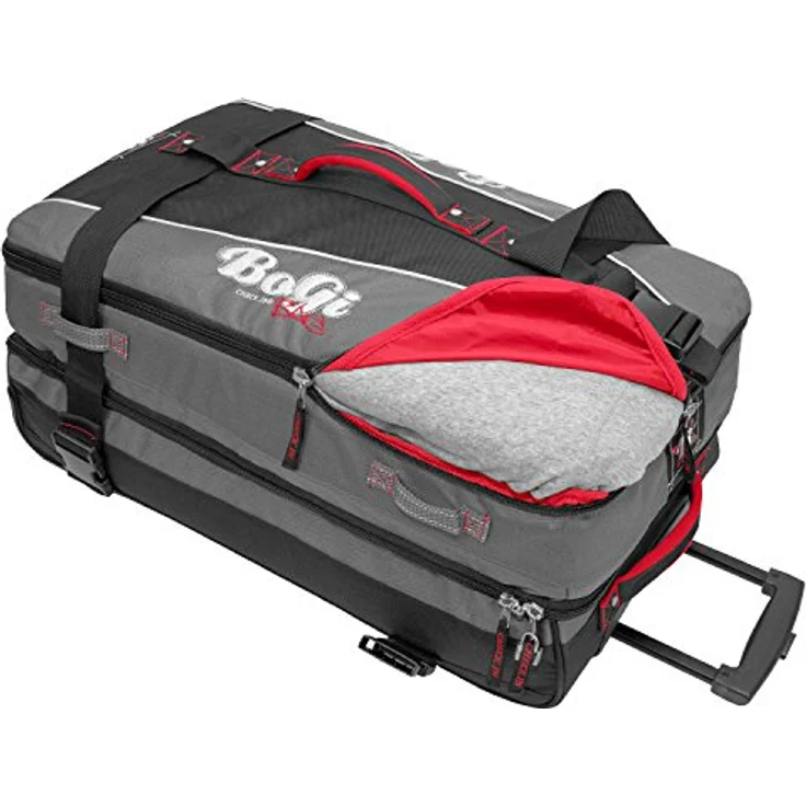 BoGi Bag Durchläufer Koffer, 71 cm, 85 L, Grau/Schwarz, hochwertiger Reisetrolley mit leichtlaufenden Skaterrollen und 2 Packzonen – Bild 4