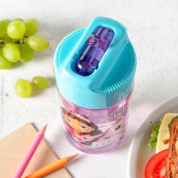 p:os Trinkflasche Gabby's Dollhouse, 430 ml, türkis/lila, für Kinder ab 3 Jahren – Bild 7