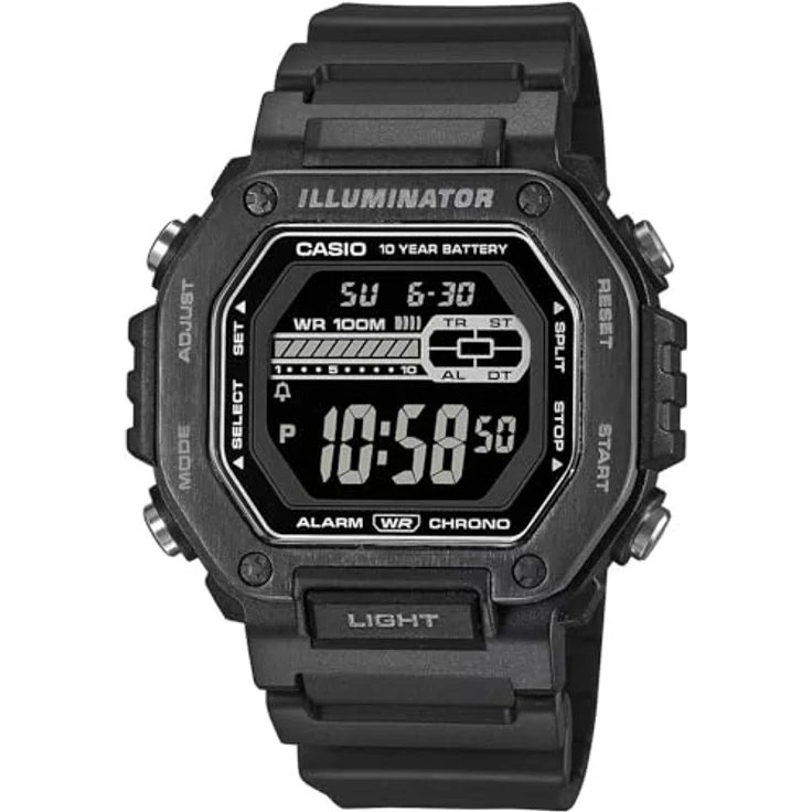 CASIO TIMELESS COLLECTION Chronograph MWD-110HB-1BVEF, Herrenuhr mit digitalem Display, automatischer Kalender, Schwarz – Bild 2