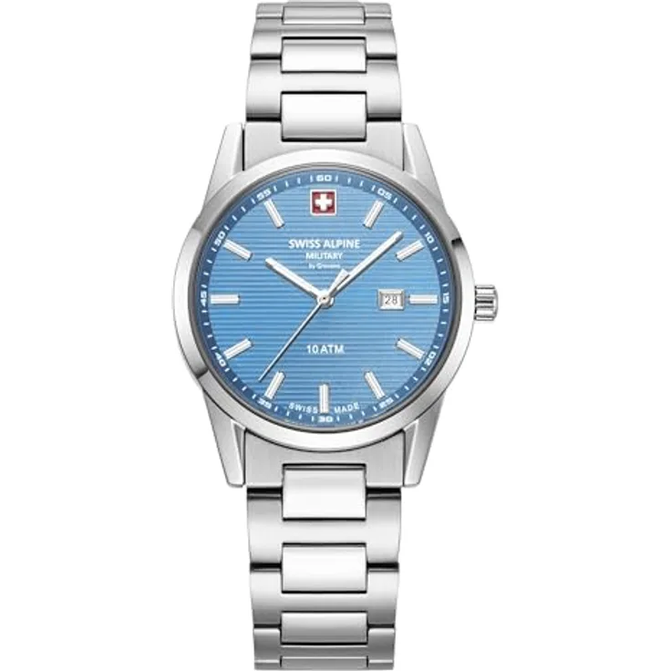 swiss alpine military Damen Uhr Analog Quarz 7767.1131SAM Edelstahl, mit hellem Zifferblatt und Edelstahlarmband