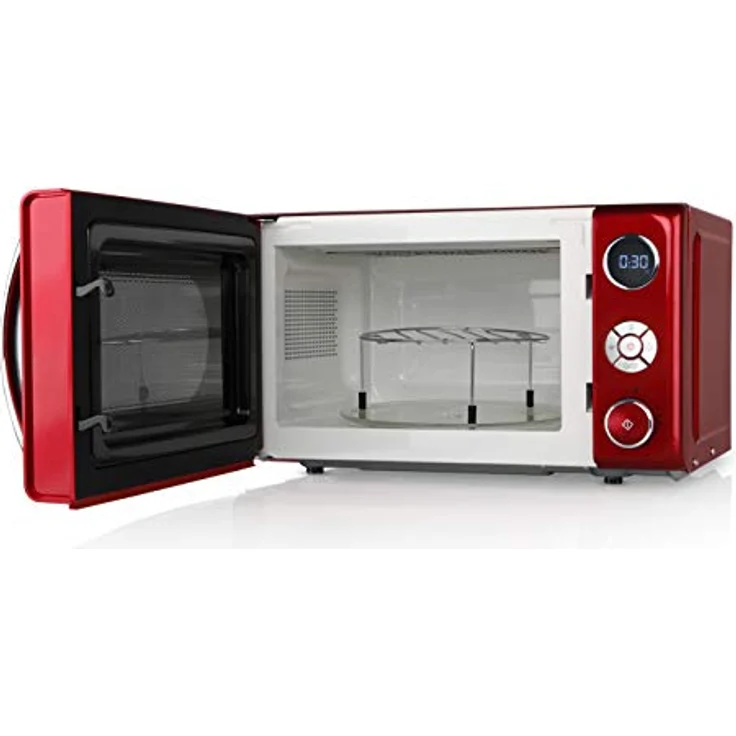 Orbegozo MIG2042 - Mikrowelle mit Grill, 20 Liter Fassungsvermögen, 10 Leistungsstufen, 8 vorkonfigurierte Menüs, Multifunktionssystem, digitales LED-Display, 700 W, Stahl, Rot – Bild 2