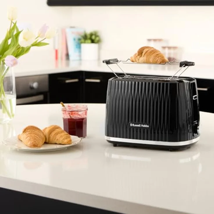 Russell Hobbs Toaster Eden (6 Bräunungsstufen, Hebefunktion, Auftau-, Aufwärm- & Stoppfunktion, Krümelschublade, Brötchenaufsatz, Schwarz) – Bild 7