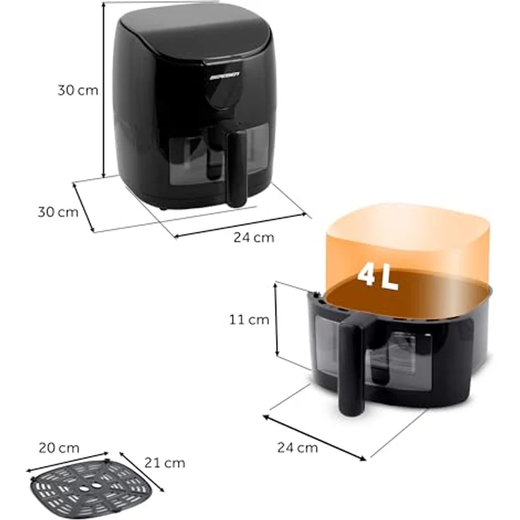Berdsen BD-658, Luftfritteuse fettfrei mit 4 Litern Volumen und 1500 Watt Leistung, schwarz – Bild 4