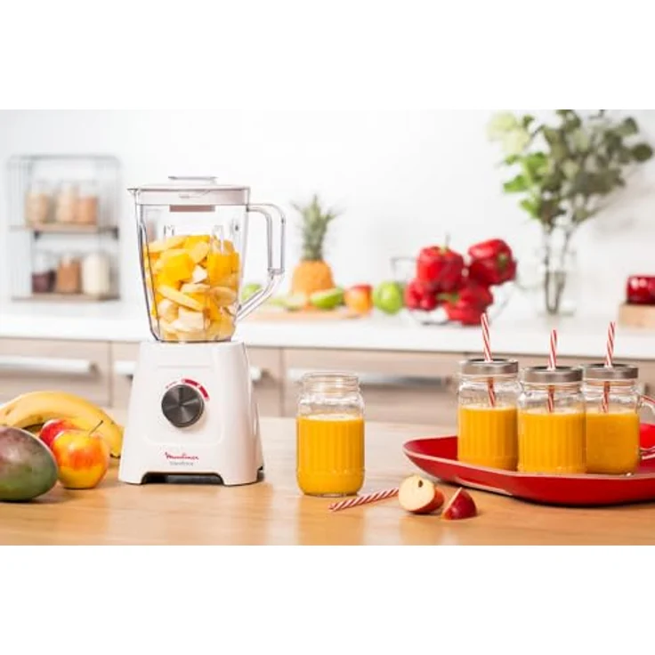 Moulinex Liquidificadora LM420110, Standmixer mit 1.75L Behälter und 600W Leistung, weiß – Bild 4