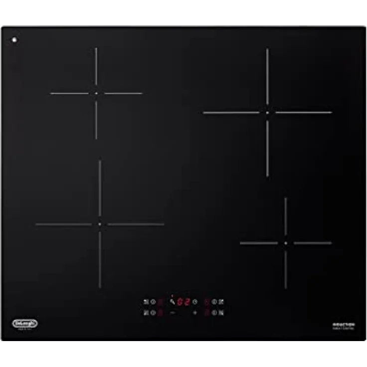 De'Longhi PIN 62, Einbau-Induktionskochfeld 60 cm mit 4 Brennern, schwarz, 7200 Watt, Touch-Steuerung, Topferkennungssensor
