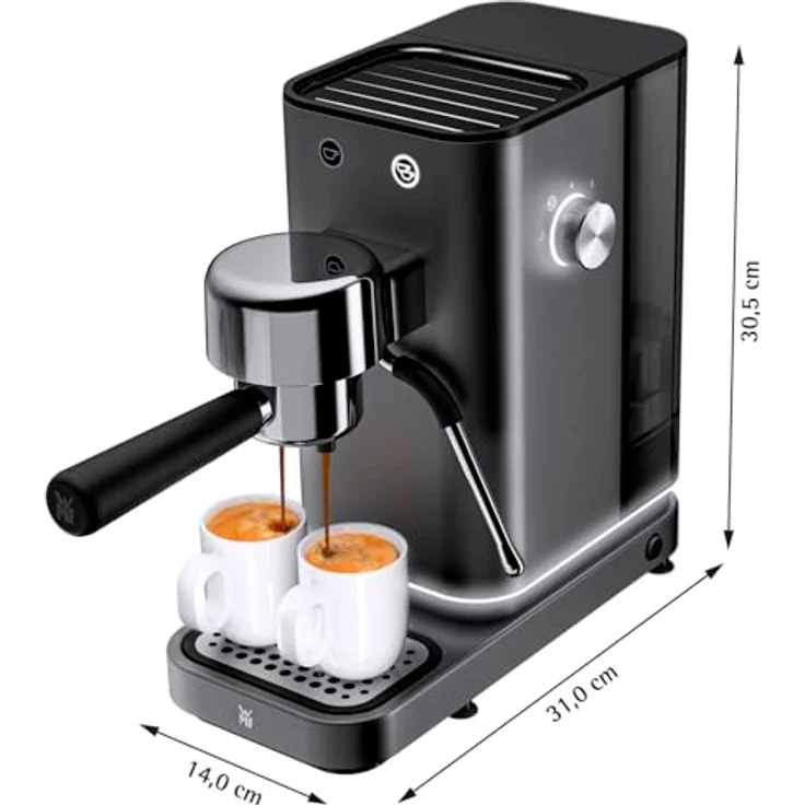 WMF Lumero Espressomaschine, kompakt in Stone Grey, 15 bar, 1350 Watt, integrierte Milchschaumdüse, dezente LED-Beleuchtung – Bild 4