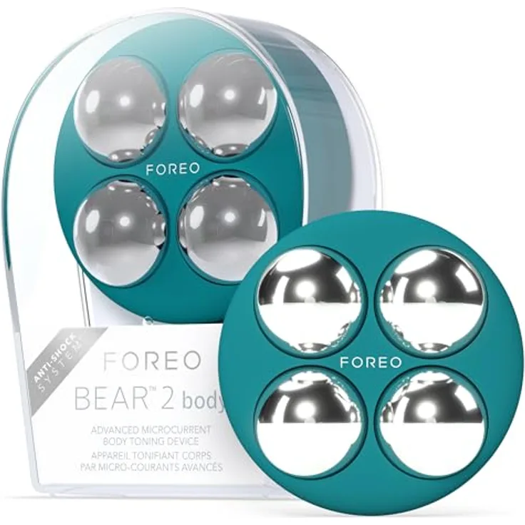 FOREO BEAR™ 2 body Evergreen, Mikrostrom-Massagegerät für straffe Haut und Muskeltraining, 10 Intensitäten, ergonomisches Design