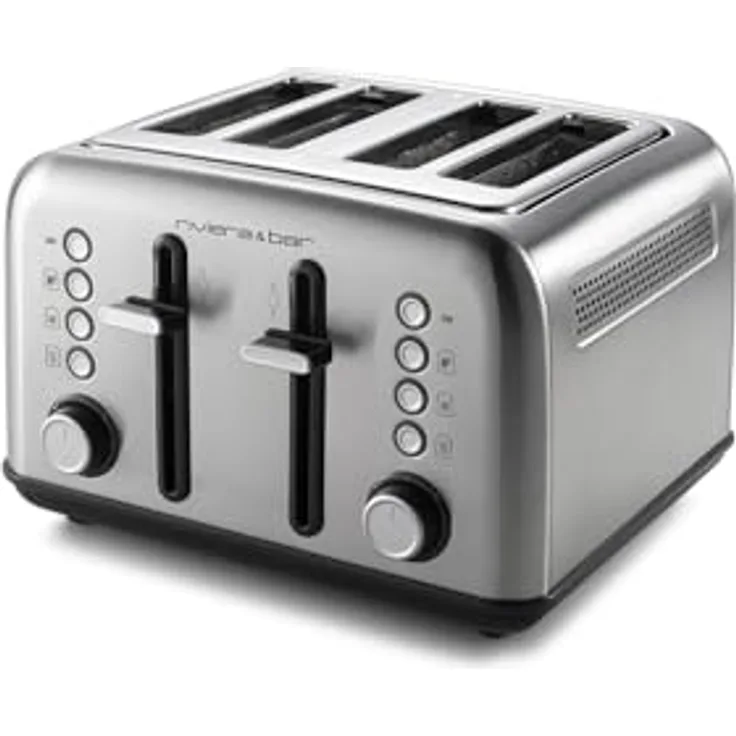 riviera&bar Toaster QGP240, Edelstahl 4-Scheiben-Toaster mit 2 unabhängigen Bedienfeldern und 7-stufiger Bräunungsregelung