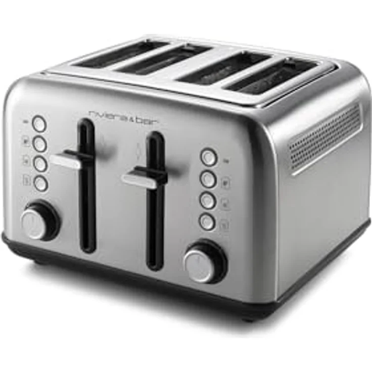 riviera&bar Toaster QGP240, Edelstahl 4-Scheiben-Toaster mit 2 unabhängigen Bedienfeldern und 7-stufiger Bräunungsregelung – Bild 1