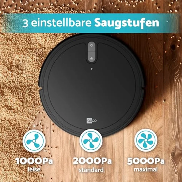 AECO Saugroboter VacuBot X3, Staubsauger-Roboter mit 5000Pa Saugkraft, Schwarz – Bild 5