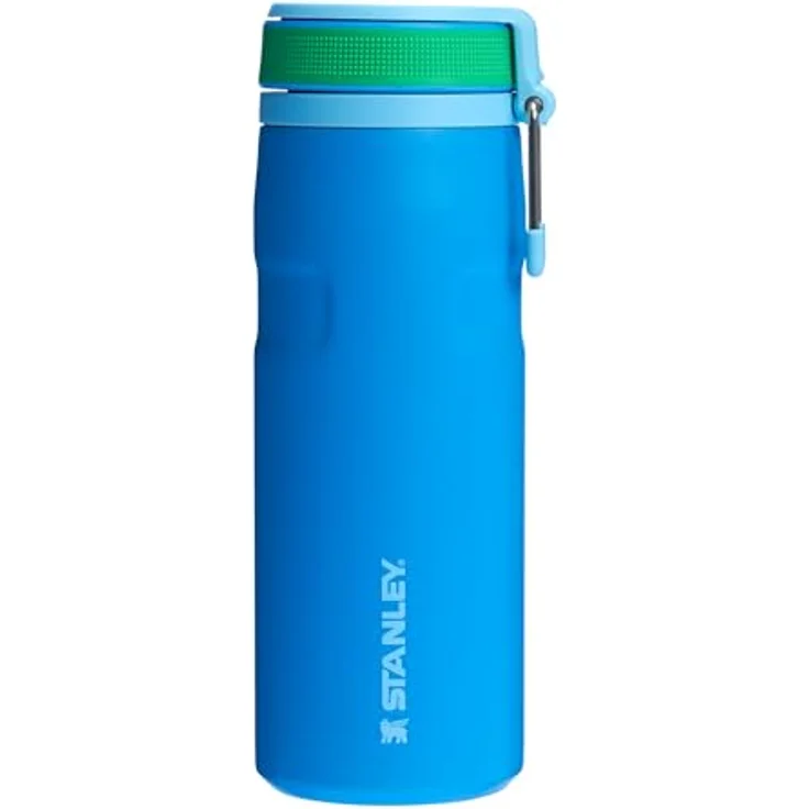 Stanley 1913 IceFlowBottle Twist Flip, 0.47L, doppelwandige Vakuumisolierung, hält 12 Stunden kalt und 3 Tage eisgekühlt, spülmaschinenfest, recycelter Edelstahl, BPA-frei, Azure – Bild 1
