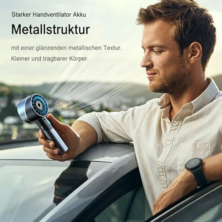 Cozome Handventilator USB, wiederaufladbar, 7000 U/min, Mini-Taschenventilator aus Metall, kabellos für Strand & unterwegs – Bild 5