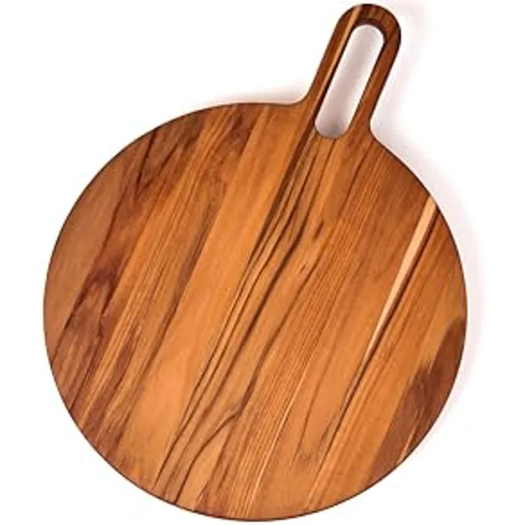 Teakhaus Bistro Servierbrett rund mit langem Griff, 51 x 36 x 2 cm, nachhaltiges FSC-zertifiziertes Teak-Holz, robuste Schneidefläche, elegant für stilvolle Präsentation
