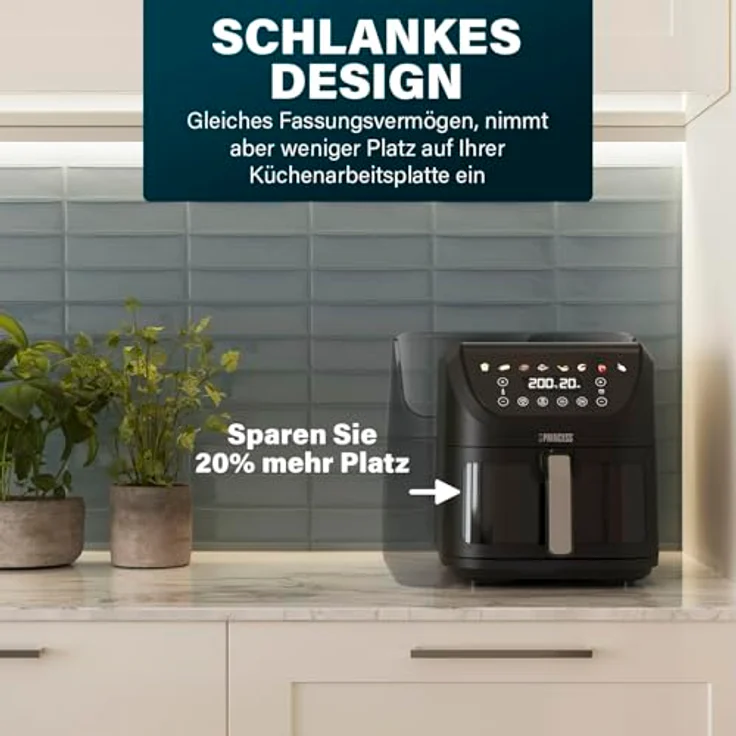 Princess SlimFry Airfryer 182257, 8L Heißluftfritteuse mit 2000W, 8 Programmen, Digitalem Touchscreen, Sichtfenster und Automatischer Abschaltung – Bild 4